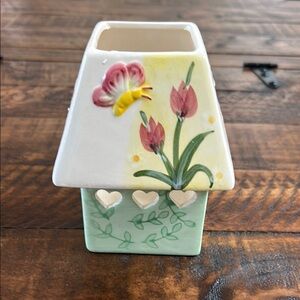 Floral Ceramic House Candle Holder